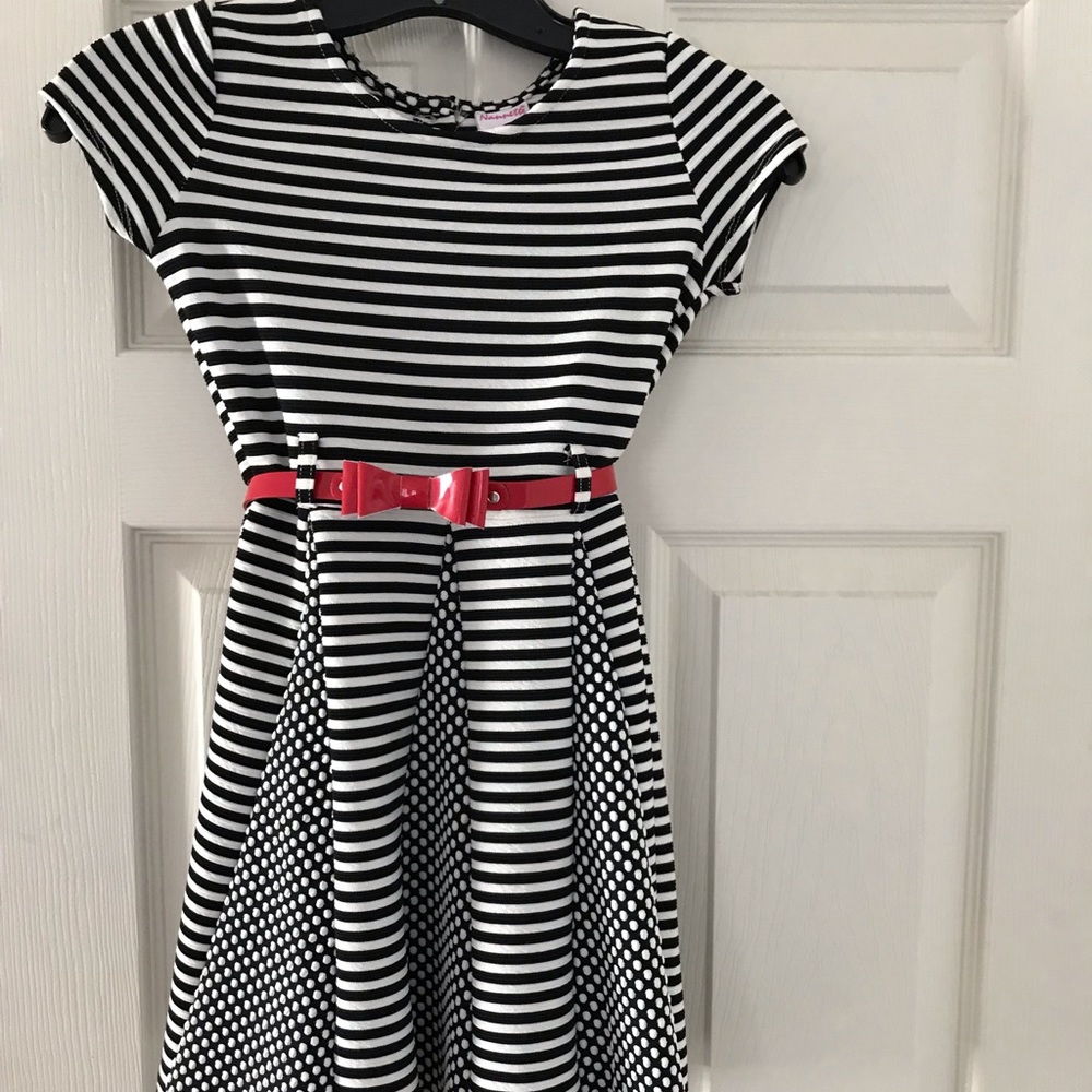 Striped fit and flare dress: size 7/8